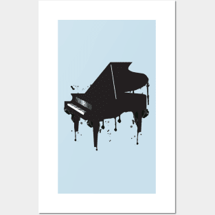 Grand piano. Watercolour with drips, Posters and Art